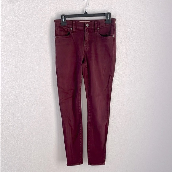 Madewell High Riser Skinny Brushed Cotton Maroon Burgundy Pants Women’s 26 - Picture 2 of 8